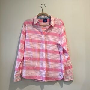 Le Tigre pink and white striped button down long sleeve shirt